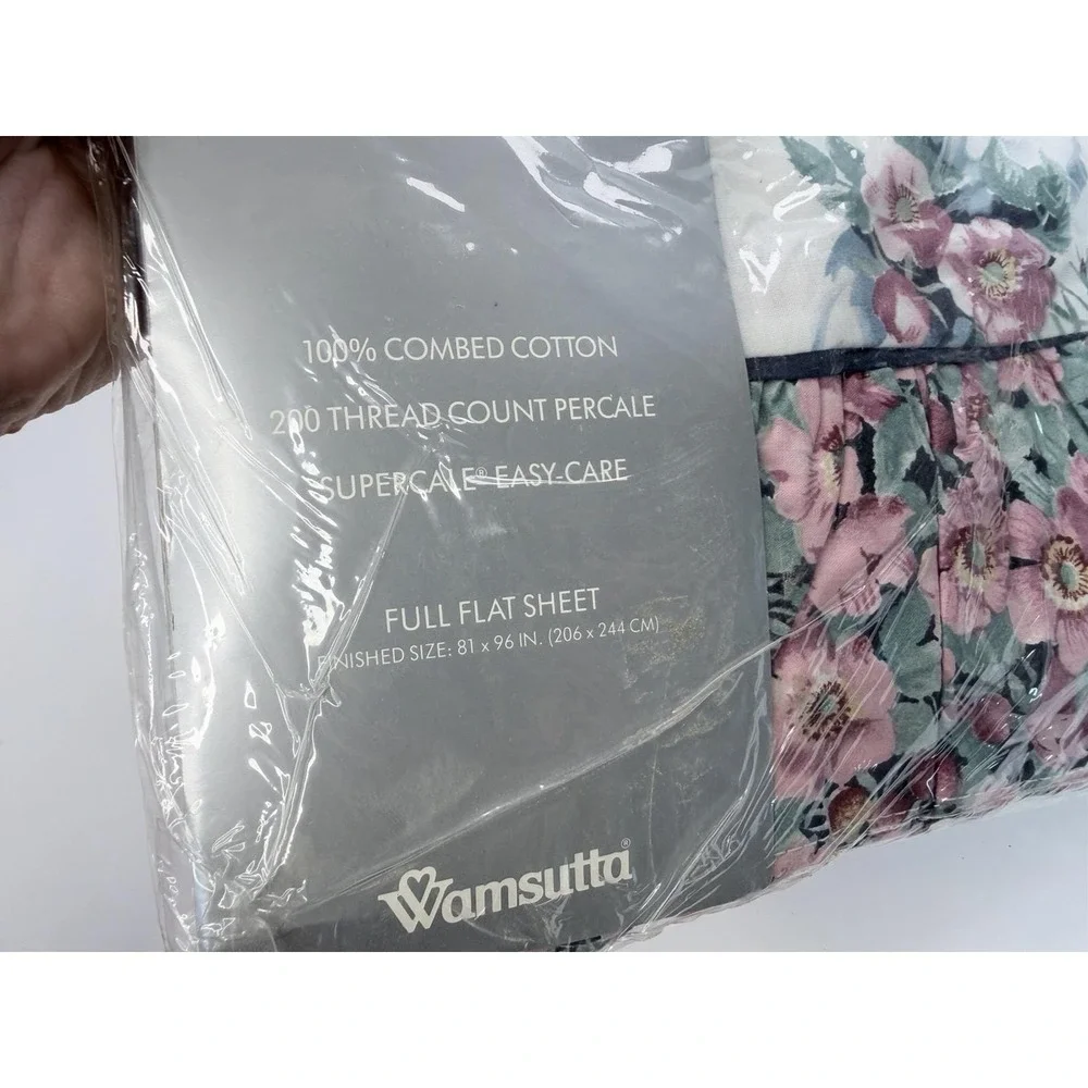 Christian Dior Wamsutta Diva Full Flat Sheet Pink Flowers Floral Vintage